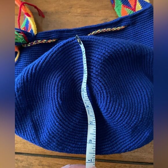 Authentic Handwoven Wayuu Tribe Bag/Handmade in Colombia blue / multicolor boho - Picture 7 of 9